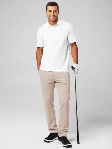 JMIERR Men's Chino Pants Casual Elastic Waist Tapered Golf Trousers - 5