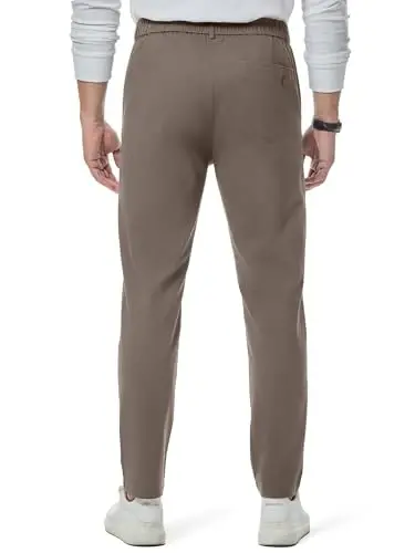 JMIERR Erkek Chino Pantolon Günlük Esnek Bel Konik Golf Pantolonu - 1