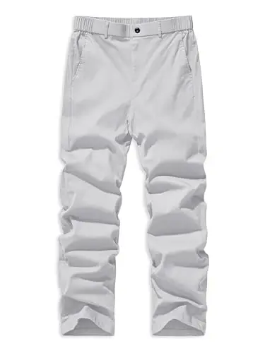 JMIERR Erkek Chino Pantolon Günlük Esnek Bel Konik Golf Pantolonu 