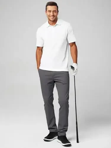 JMIERR Men's Chino Pants Casual Stretch Waist Tapered Trousers with Pockets - 5