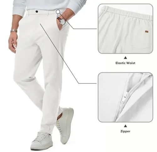 JMIERR Men's Chino Pants Casual Elastic Waist Tapered Golf Trousers - JMIERR (1)