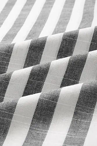JMIERR Men's Casual Stylish Short Sleeve Button-Up Striped Dress Shirts Cotton Beach Shirt - 6
