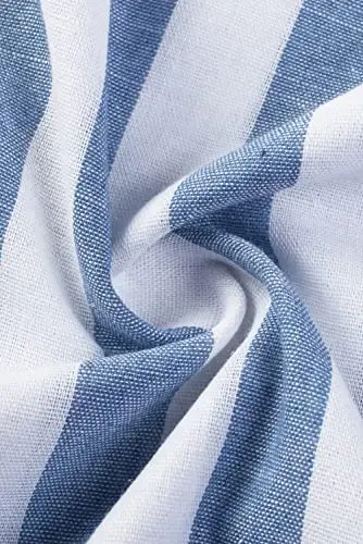 JMIERR Men's Casual Stylish Short Sleeve Button-Up Striped Dress Shirts Cotton Beach Shirt - 6