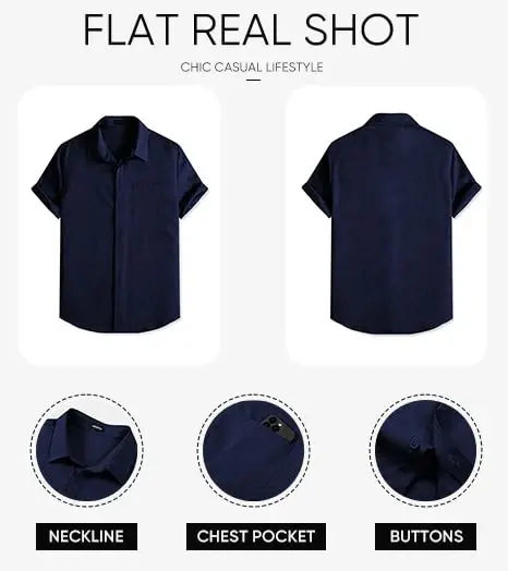 JMIERR Men's Casual Stylish Short Sleeve Button-Up Striped Dress Shirts Cotton Beach Shirt - 6