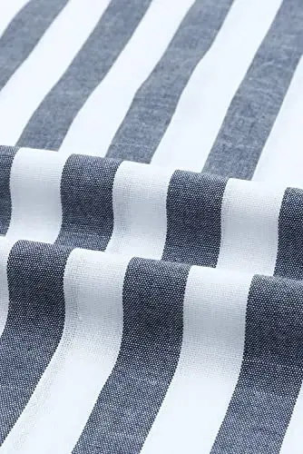 JMIERR Men's Casual Stylish Short Sleeve Button-Up Striped Dress Shirts Cotton Beach Shirt - 6