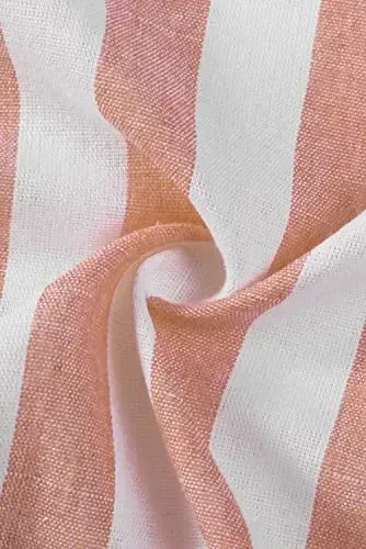 JMIERR Men's Casual Stylish Short Sleeve Button-Up Striped Dress Shirts Cotton Beach Shirt - 6