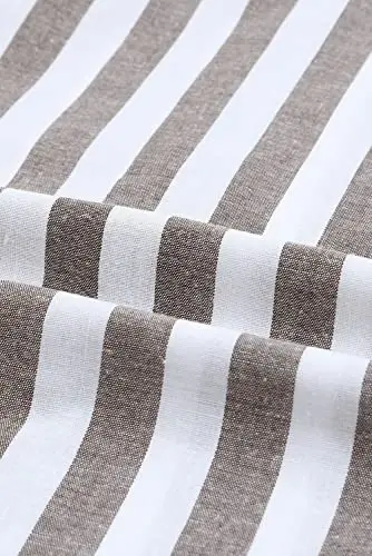 JMIERR Men's Casual Stylish Short Sleeve Button-Up Striped Dress Shirts Cotton Beach Shirt - 6