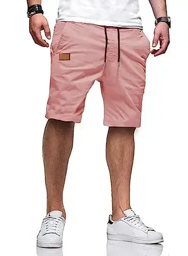 JMIERR Mens Casual Shorts - Cotton Drawstring Summer Beach Stretch Twill Chino Golf Shorts - MODAZONE