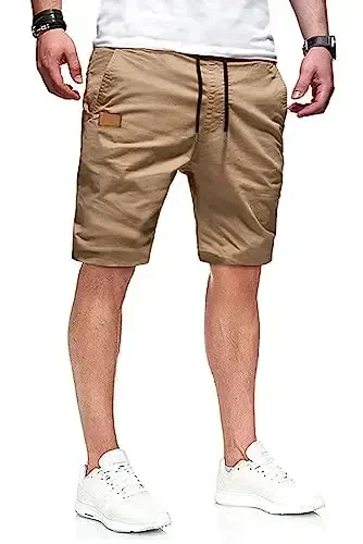 JMIERR Mens Casual Shorts - Cotton Drawstring Summer Beach Stretch Twill Chino Golf Shorts - 1