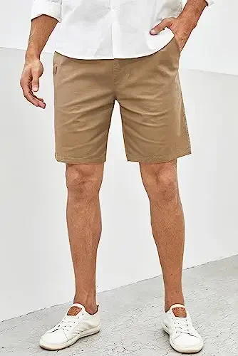 JMIERR Mens Casual Shorts - Cotton Drawstring Summer Beach Stretch Twill Chino Golf Shorts - 6
