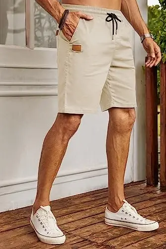 JMIERR Mens Casual Shorts - Cotton Drawstring Summer Beach Stretch Twill Chino Golf Shorts - 6
