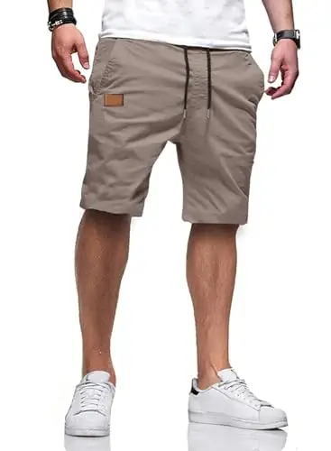JMIERR Mens Cotton Stretch Shorts Casual Drawstring Twill Chino Shorts | Drawstring Waist, Phone Pockets, Golf, Summer Beach Cruise Outfits, Machine Wash 