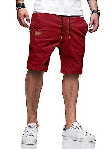 JMIERR Mens Cotton Stretch Shorts Casual Drawstring Twill Chino Shorts | Drawstring Waist, Phone Pockets, Golf, Summer Beach Cruise Outfits, Machine Wash 