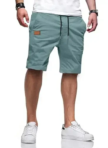 JMIERR Mens Casual Shorts - Cotton Drawstring Summer Beach Stretch Twill Chino Golf Shorts 