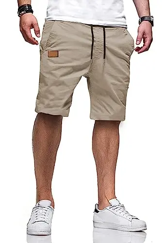 JMIERR Mens Cotton Stretch Shorts Casual Drawstring Twill Chino Shorts | Drawstring Waist, Phone Pockets, Golf, Summer Beach Cruise Outfits, Machine Wash 