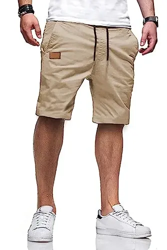 JMIERR Mens Cotton Stretch Shorts Casual Drawstring Twill Chino Shorts | Drawstring Waist, Phone Pockets, Golf, Summer Beach Cruise Outfits, Machine Wash 