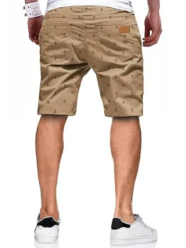 JMIERR Mens Casual Shorts - Cotton Drawstring Summer Beach Stretch Twill Chino Golf Shorts - MODAZONE (1)