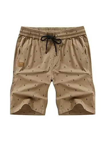 JMIERR Mens Casual Shorts - Cotton Drawstring Summer Beach Stretch Twill Chino Golf Shorts - 3