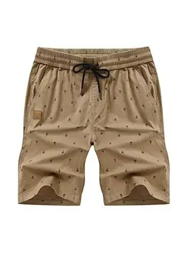 JMIERR Mens Casual Shorts - Cotton Drawstring Summer Beach Stretch Twill Chino Golf Shorts - 3