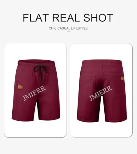 JMIERR Mens Casual Shorts - Cotton Drawstring Summer Beach Stretch Twill Chino Golf Shorts - 4