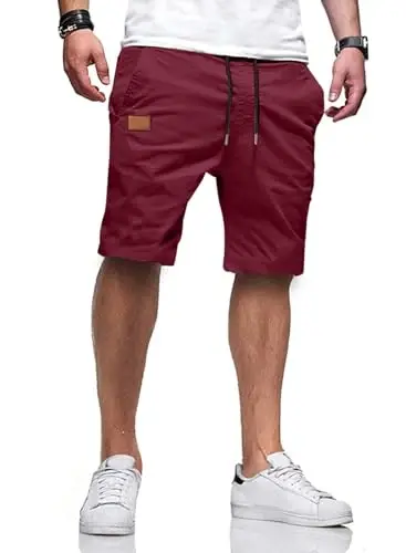 JMIERR Mens Cotton Stretch Shorts Casual Drawstring Twill Chino Shorts | Drawstring Waist, Phone Pockets, Golf, Summer Beach Cruise Outfits, Machine Wash 