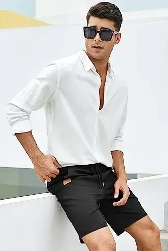 JMIERR Mens Casual Shorts - Cotton Drawstring Summer Beach Stretch Twill Chino Golf Shorts - 6