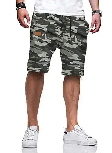 JMIERR Mens Casual Shorts - Cotton Drawstring Summer Beach Stretch Twill Chino Golf Shorts - MODAZONE