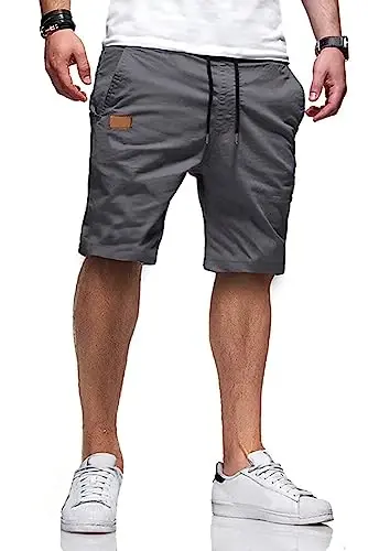 JMIERR Mens Cotton Stretch Shorts Casual Drawstring Twill Chino Shorts | Drawstring Waist, Phone Pockets, Golf, Summer Beach Cruise Outfits, Machine Wash 