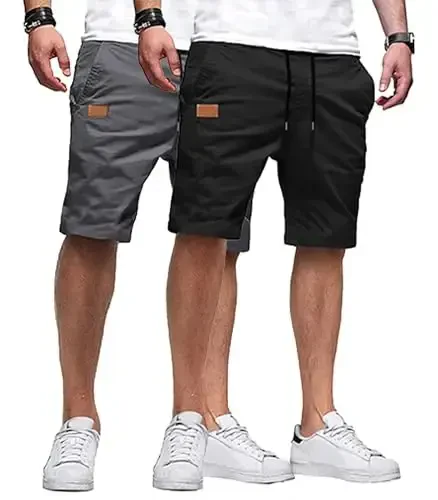 JMIERR Mens Casual Shorts - Cotton Drawstring Summer Beach Stretch Twill Chino Golf Shorts - MODAZONE
