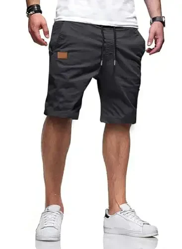 JMIERR Mens Casual Shorts - Cotton Drawstring Summer Beach Stretch Twill Chino Golf Shorts 