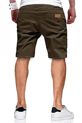 JMIERR Mens Casual Shorts - Cotton Drawstring Summer Beach Stretch Twill Chino Golf Shorts - MODAZONE (1)