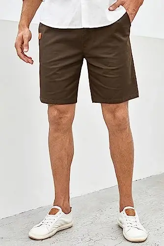 JMIERR Mens Casual Shorts - Cotton Drawstring Summer Beach Stretch Twill Chino Golf Shorts - 6