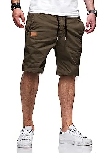 JMIERR Mens Cotton Stretch Shorts Casual Drawstring Twill Chino Shorts | Drawstring Waist, Phone Pockets, Golf, Summer Beach Cruise Outfits, Machine Wash - 1