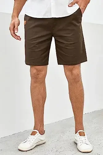 JMIERR Mens Casual Shorts - Cotton Drawstring Summer Beach Stretch Twill Chino Golf Shorts - 6