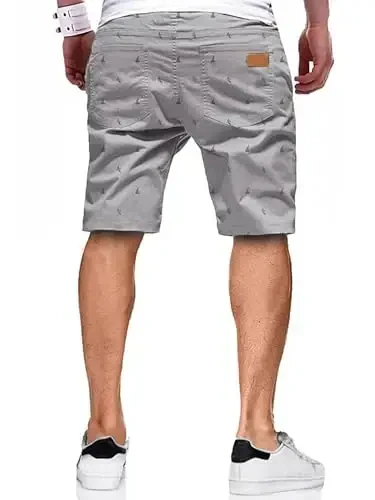 JMIERR Mens Casual Shorts - Cotton Drawstring Summer Beach Stretch Twill Chino Golf Shorts - MODAZONE (1)