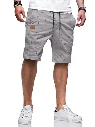JMIERR Mens Casual Shorts - Cotton Drawstring Summer Beach Stretch Twill Chino Golf Shorts - 1