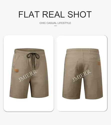 JMIERR Mens Casual Shorts - Cotton Drawstring Summer Beach Stretch Twill Chino Golf Shorts - 4