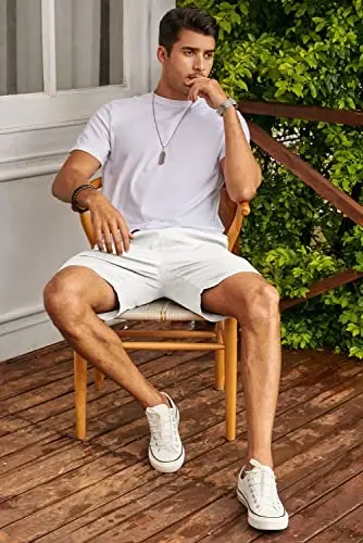 JMIERR Mens Casual Shorts - Cotton Drawstring Summer Beach Stretch Twill Chino Golf Shorts - 6