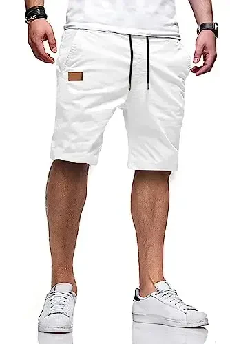 JMIERR Mens Casual Shorts - Cotton Drawstring Summer Beach Stretch Twill Chino Golf Shorts 
