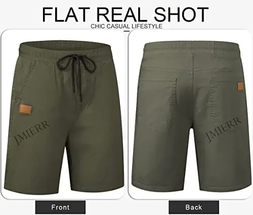 JMIERR Mens Casual Shorts - Cotton Drawstring Summer Beach Stretch Twill Chino Golf Shorts - 5