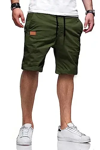JMIERR Mens Casual Shorts - Cotton Drawstring Summer Beach Stretch Twill Chino Golf Shorts 