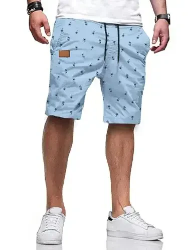 JMIERR Mens Casual Shorts - Cotton Drawstring Summer Beach Stretch Twill Chino Golf Shorts 