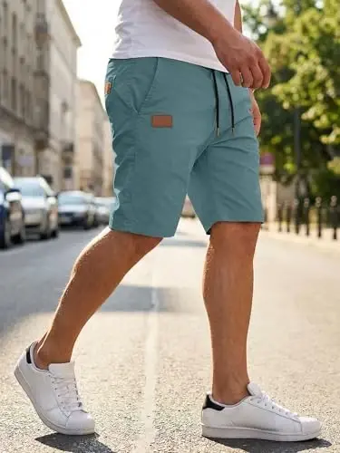 JMIERR Mens Cotton Stretch Shorts Casual Drawstring Twill Chino Shorts | Drawstring Waist, Phone Pockets, Golf, Summer Beach Cruise Outfits, Machine Wash - 3
