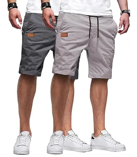 JMIERR Mens Cotton Stretch Shorts Casual Drawstring Twill Chino Shorts | Drawstring Waist, Phone Pockets, Golf, Summer Beach Cruise Outfits, Machine Wash - 1