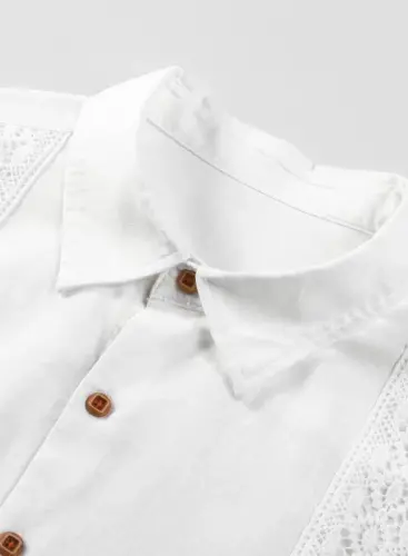 JMIERR Mens Cotton Linen Guayabera Shirts Casual Button Up Short Sleeve Summer Beach Shirt - 5