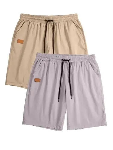 JMIERR Mens Cotton Stretch Shorts Casual Drawstring Twill Chino Shorts | Drawstring Waist, Phone Pockets, Golf, Summer Beach Cruise Outfits, Machine Wash - 4