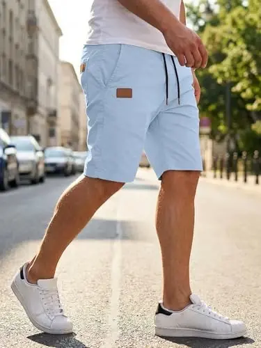 JMIERR Mens Cotton Stretch Shorts Casual Drawstring Twill Chino Shorts | Drawstring Waist, Phone Pockets, Golf, Summer Beach Cruise Outfits, Machine Wash - 3