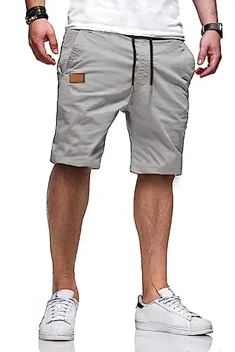 JMIERR Mens Casual Shorts - Cotton Drawstring Summer Beach Stretch Twill Chino Golf Shorts 