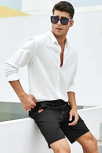 JMIERR Mens Casual Shorts - Cotton Drawstring Summer Beach Stretch Twill Chino Golf Shorts - 6