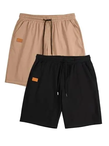 JMIERR Mens Casual Shorts - Cotton Drawstring Summer Beach Stretch Twill Chino Golf Shorts - 2